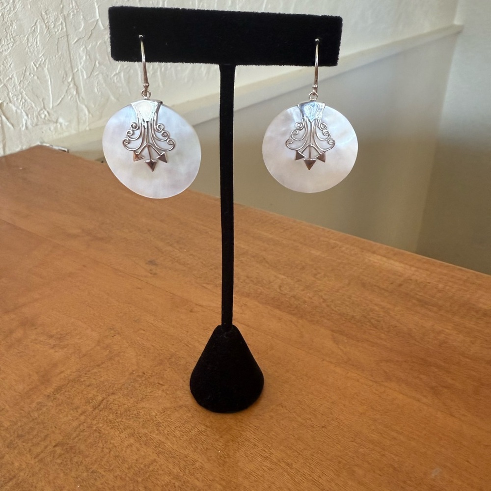 Sterling silver mother of pearl handmade earrings